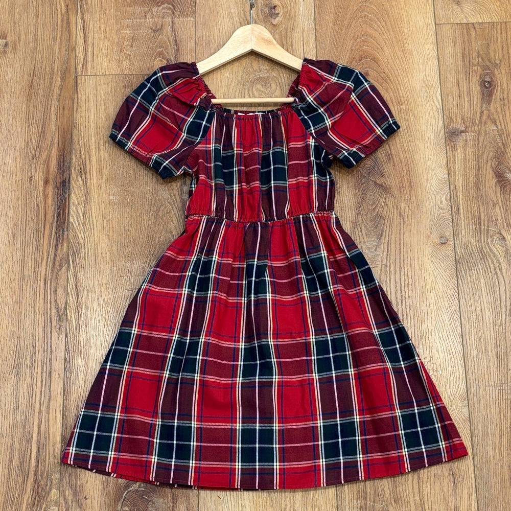 EUC Hill House Tartan Plain Red Dress Girls 9/10 Y